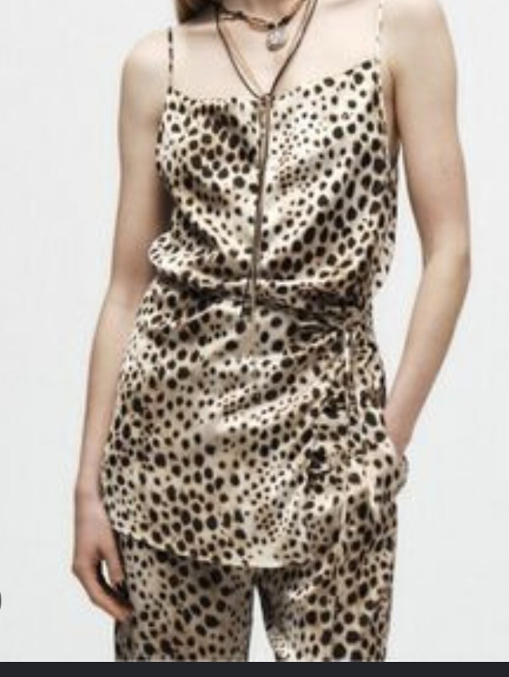 New With Tags Zara Leopard Print Satin Cami Top Hamptons Weekend Rich Girl